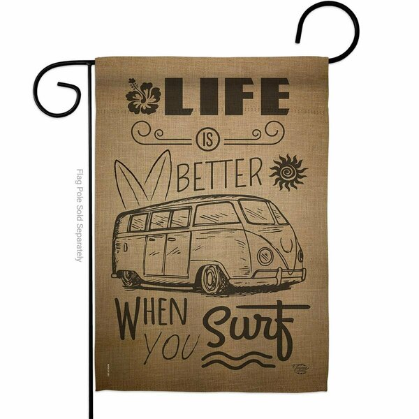 Cuadrilatero Life is Better When you Surf Kombi Bus Sports 13 x 18.5 in. Double-Sided  Vertical Garden Flags for CU4072340